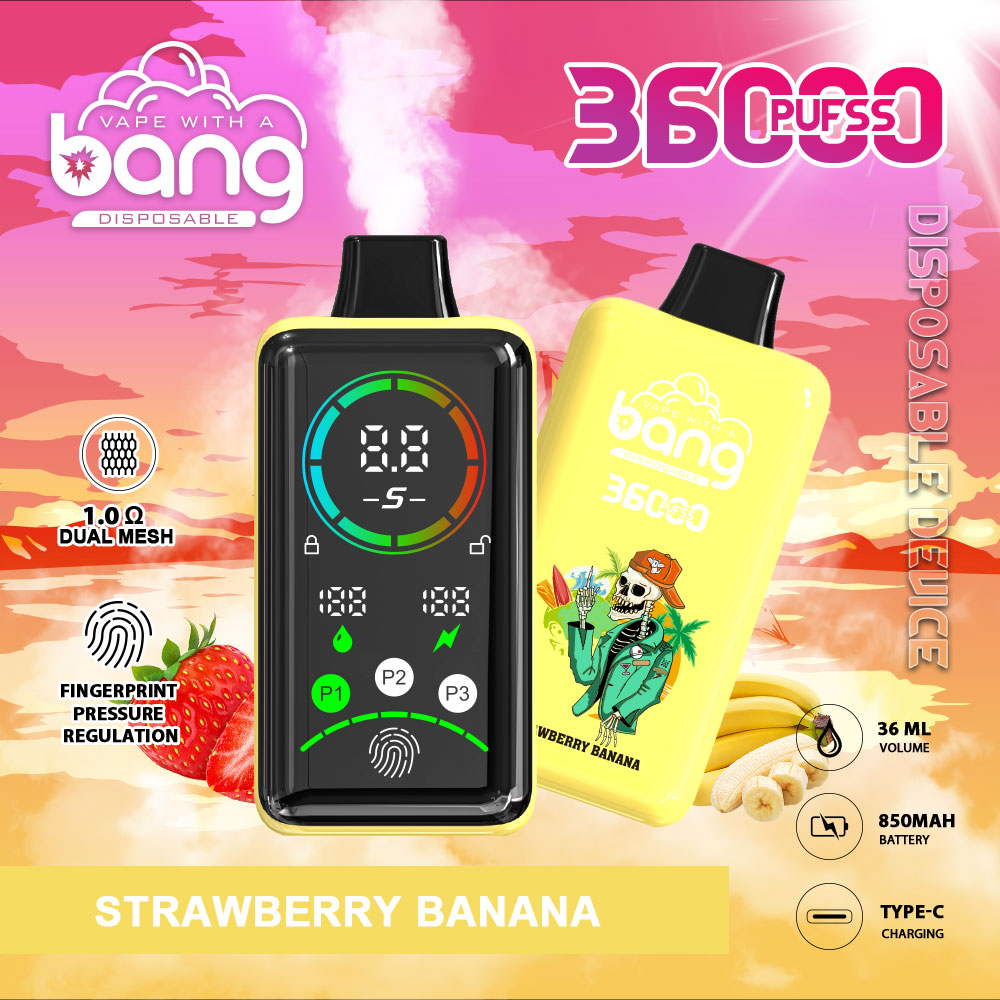 Bang 36000 Large Screen - 36,000 Puffs, 36ml E-liquid, 850mah Battery, Type C, 0%/2%/3%/5% Nicotine