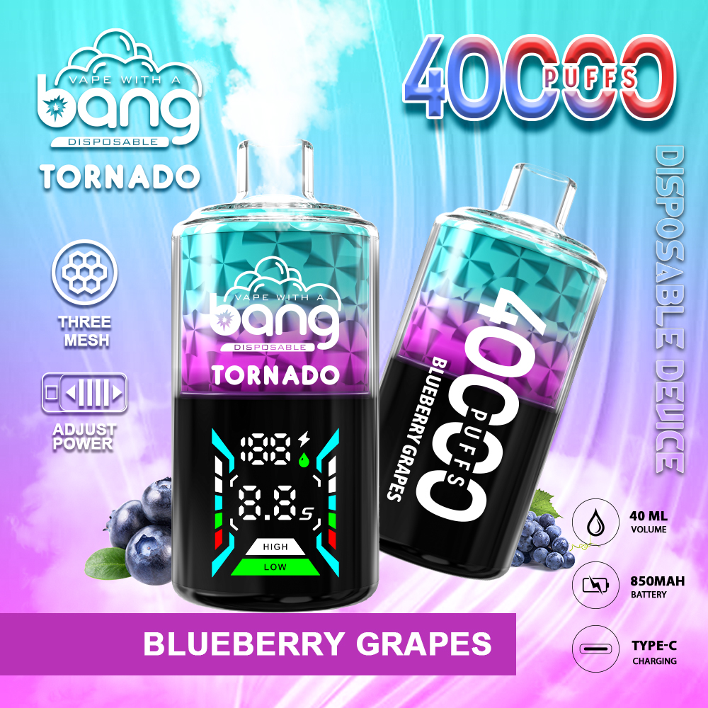Bang Tornado 40000 Disposable Vape - 40000 Puffs, 40ml E-Liquid, 850mAh Battery, Multiple Nicotine Options