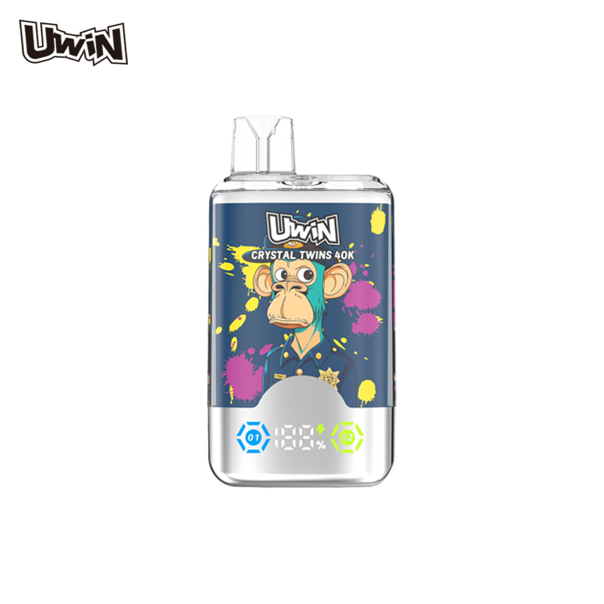 Uwin Crystal Twins 40000 - 40000 Puffs, 32ml, 0%/2%/3%/5% Nicotine, Dual Flavors, Mesh Coil, Rechargeable