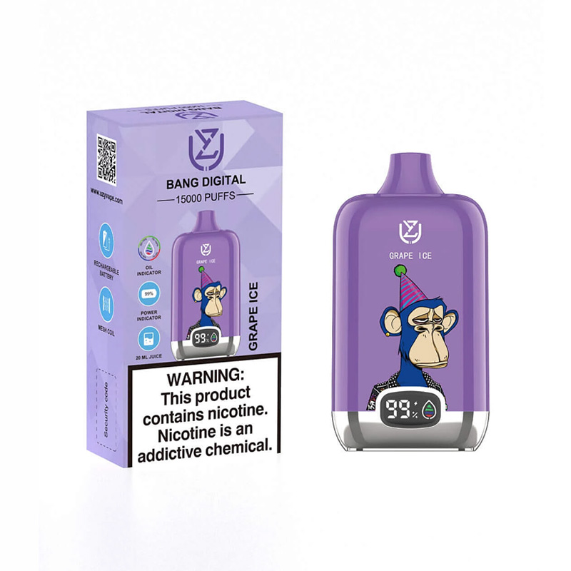 Uzy Bang Digital 15000 Puffs Vape - 20ml Pre-Filled E-Liquid, 850mAh Battery, 0% 2% 3% 5% Nicotine