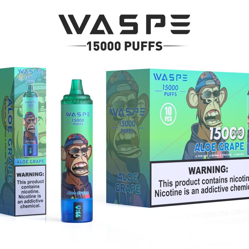 Waspe 15000 Disposable Vape - 15000 Puffs, 0% 2% 3% 5% Nicotine Options, 22ml E-liquid