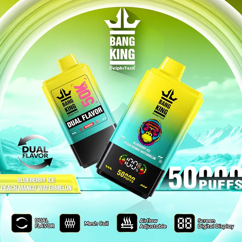 Bang King 50000 Disposable Vape - 50,000 Puffs, 12 Flavors, Adjustable Airflow, Digital Display